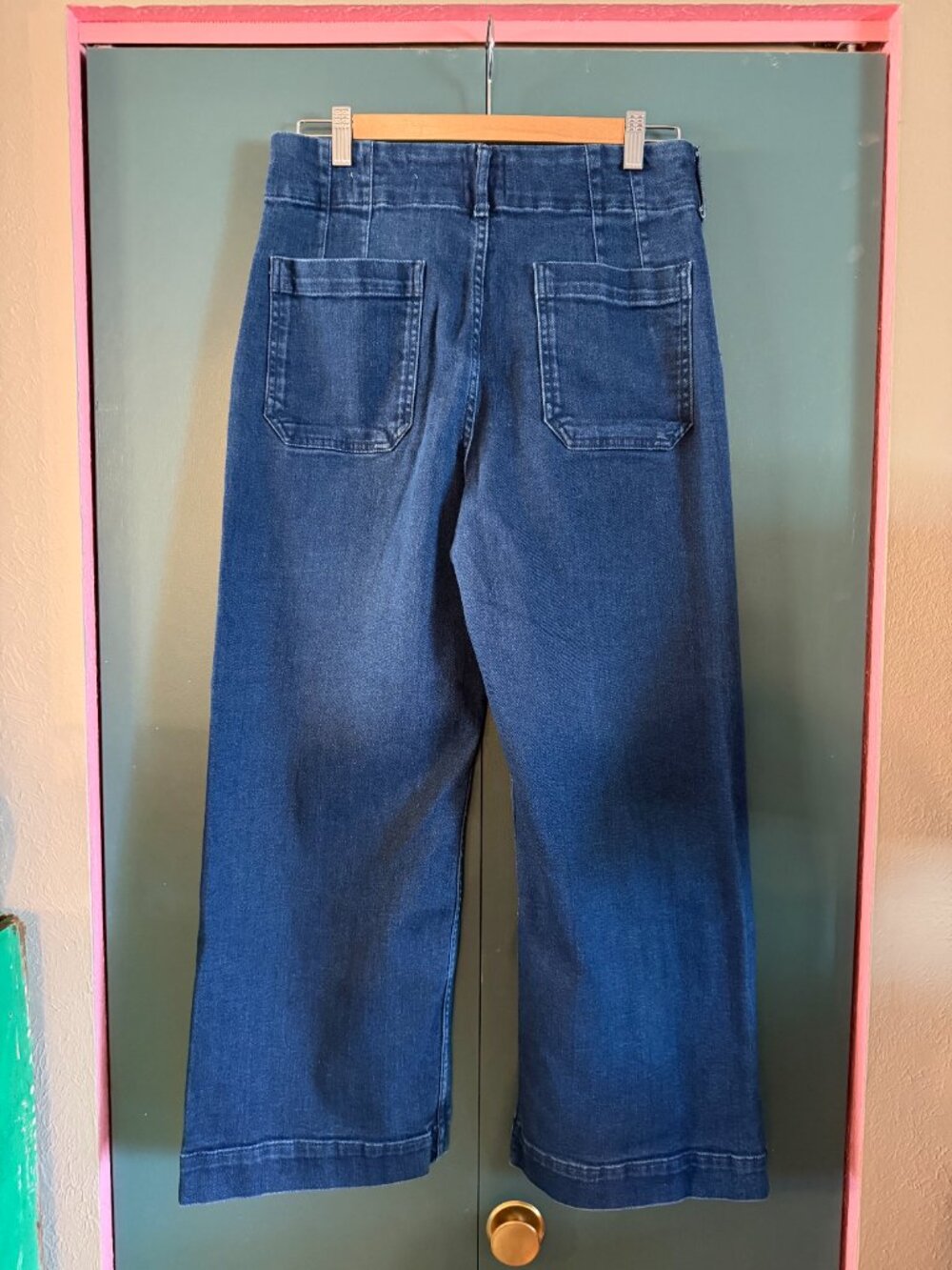 Maeve Colette High-Rise Wide-Leg Cropped Jeans - dark denim - size 30 - Picture 2 of 8
